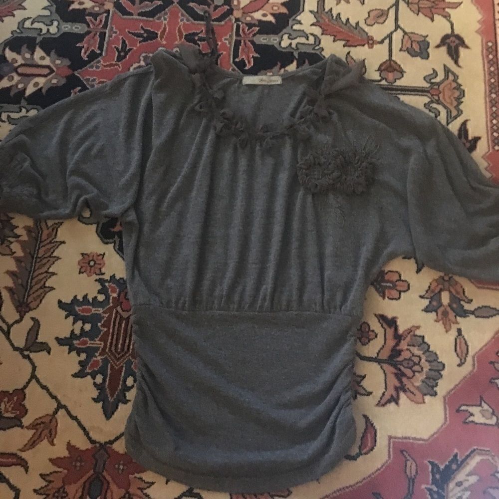 Anthropologie Sans Souci Top-Charcoal Grey-Medium